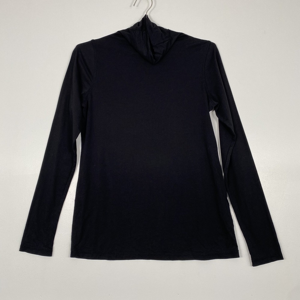 Vince TShirt Womens Large Black Long Sleeve Turtleneck Pima Cotton Stretch Top
